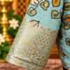 aqua embroidered sleeve with gold brocade