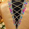 embellished golden laced v neckline embellished golden laced v neckline