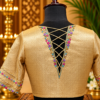embroidered golden v back blouse display