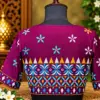 embroidered plum blouse display