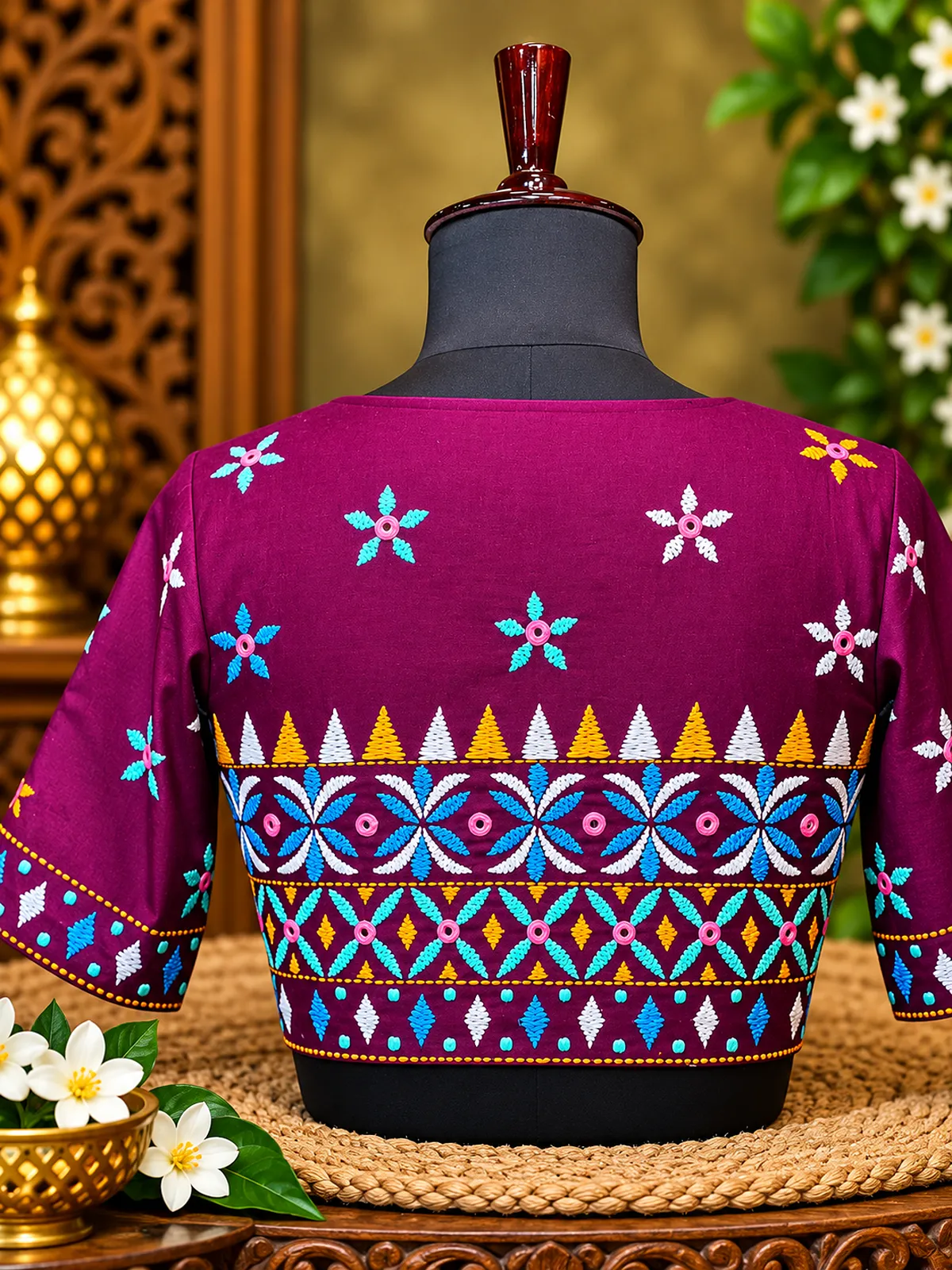 embroidered plum blouse display embroidered plum blouse display