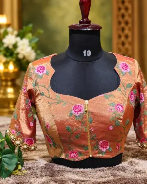 embroidered rose blouse display