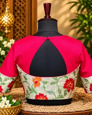 fuchsia floral keyhole blouse back