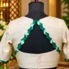ivory blouse with emerald scalloped back ivory blouse with emerald scalloped back