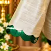 ivory and emerald scalloped silk sleeve ivory and emerald scalloped silk sleeve