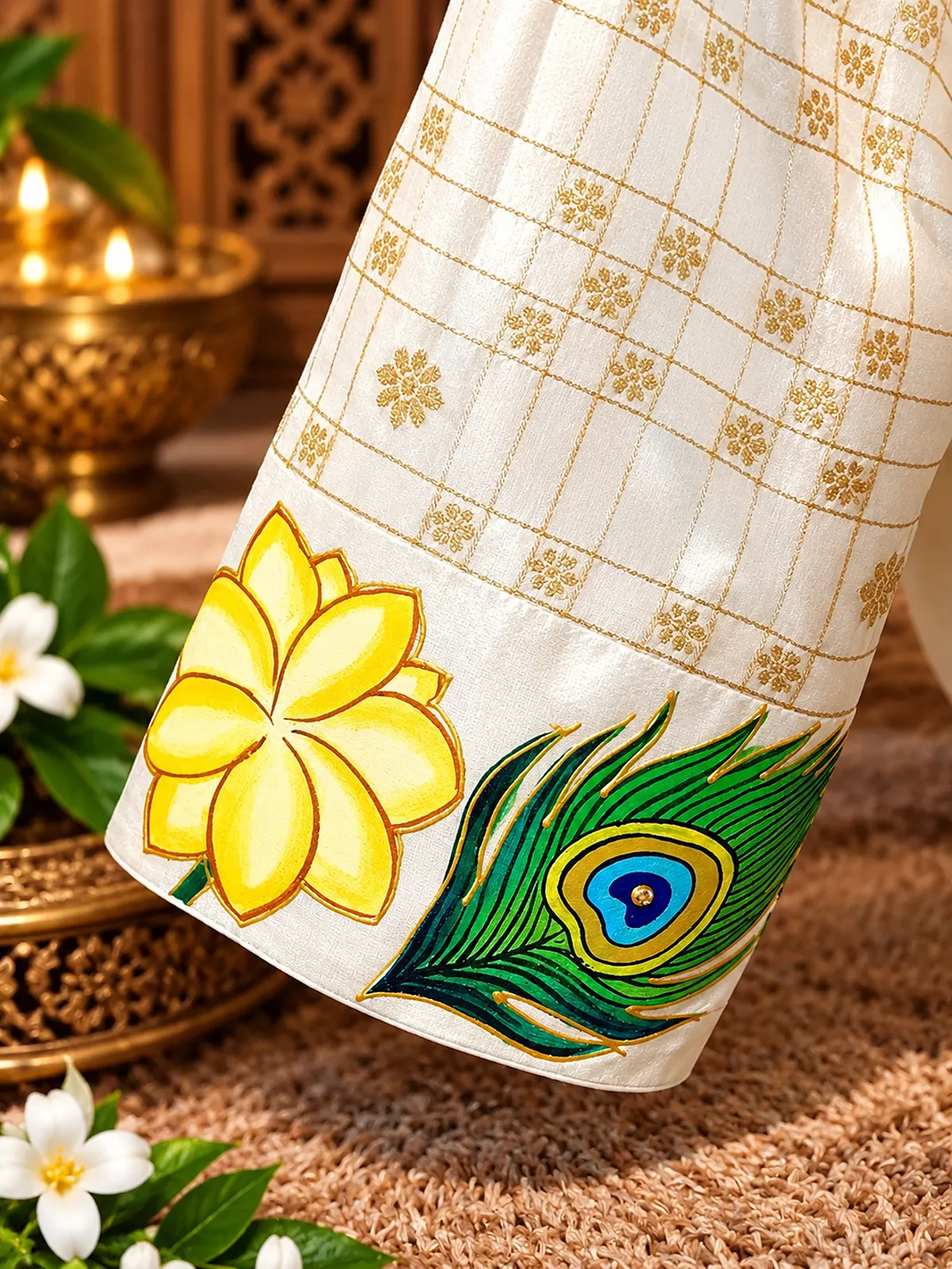 luxurious peacock feather embroidered silk cuff luxurious peacock feather embroidered silk cuff
