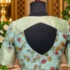 mint brocade open back blouse display
