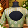 opulent green brocade open back blouse