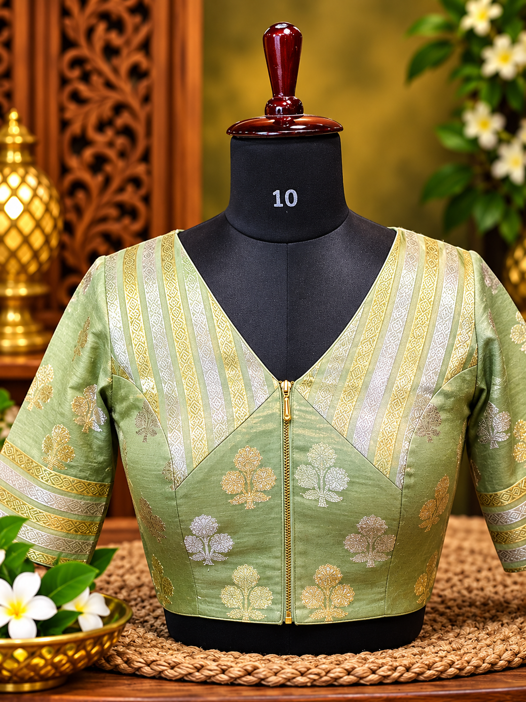 sage brocade blouse display sage brocade blouse display