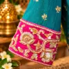 teal and magenta gold embroidered cuff