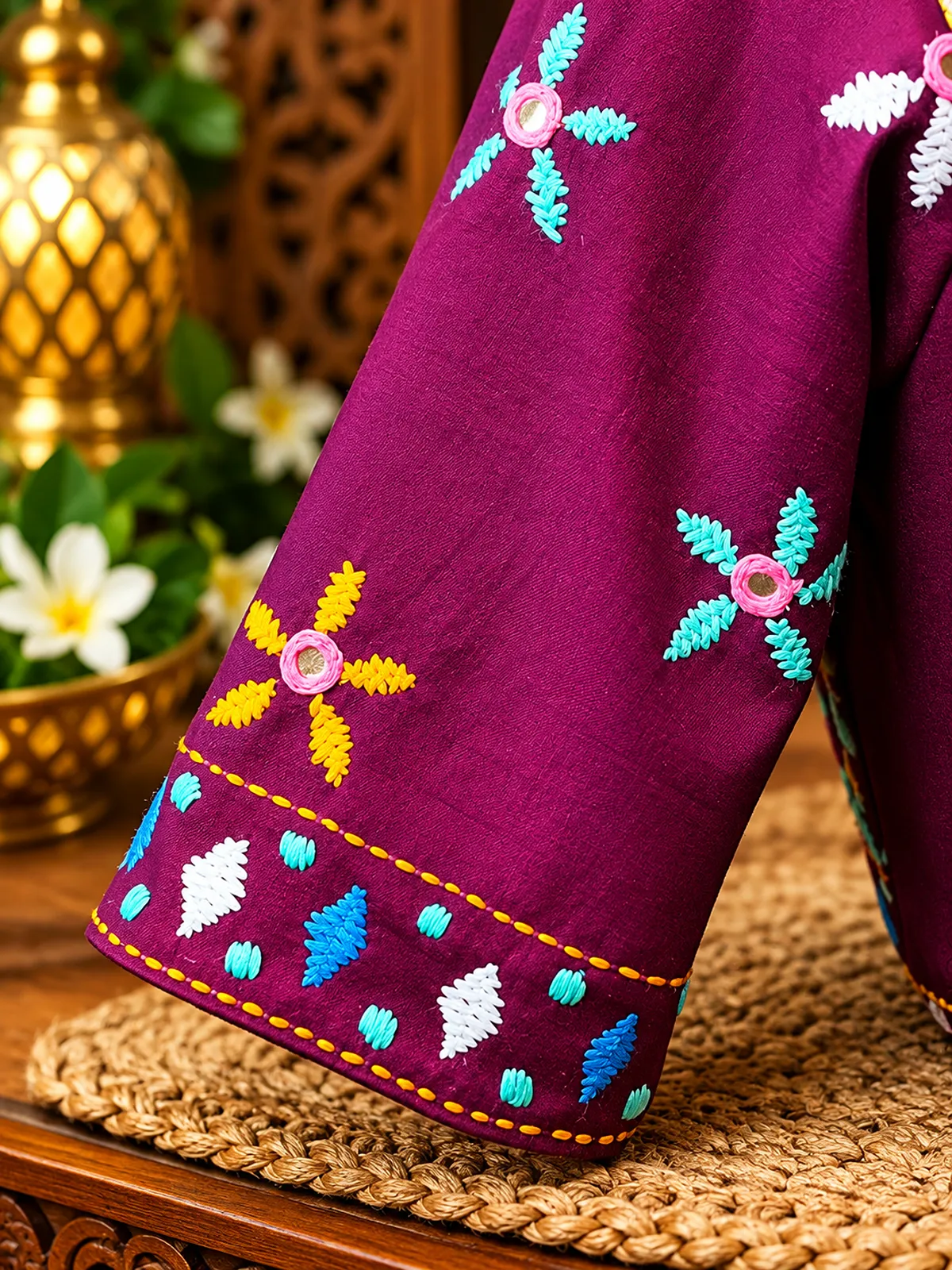 vibrant plum embroidered sleeve vibrant plum embroidered sleeve