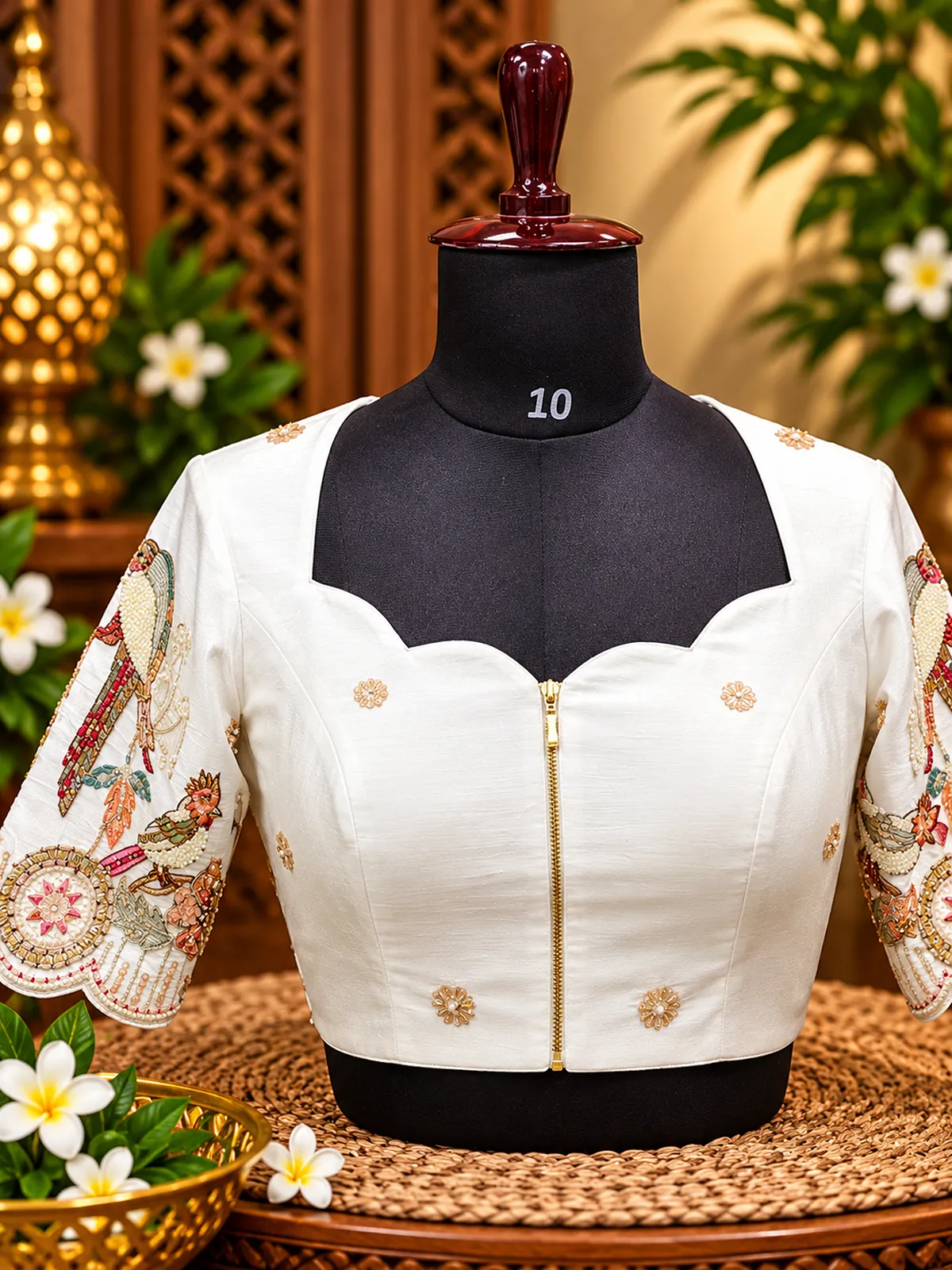embroidered ivory blouse on mannequin embroidered ivory blouse on mannequin